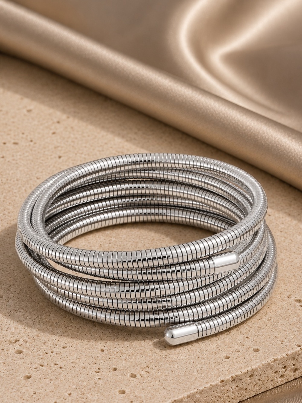 Silver tone Open Wrap bracelet